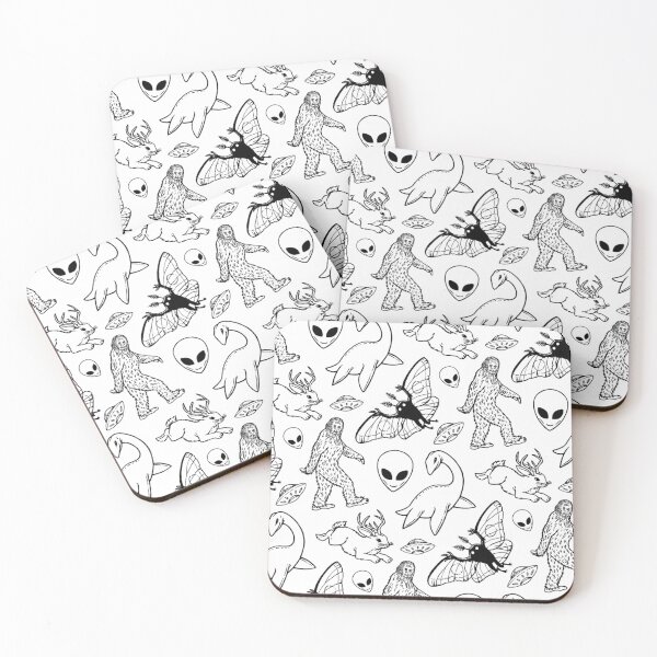 Item preview, Cryptid Pattern (Black lines, White Background) designed and sold by y2kid.
