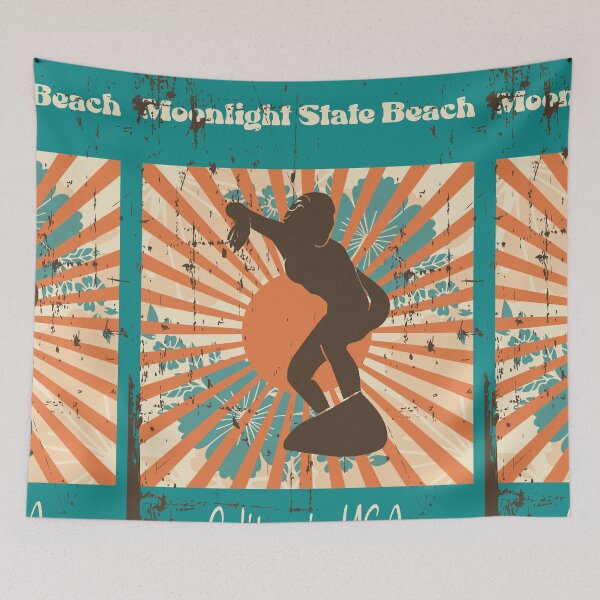 Item preview, Moonlight State Beach Retro Surfer Girl designed and sold by LanikaiBeach.