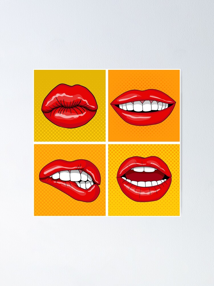 Vintage poster with lips in pop art style. 17679225 Vector Art at Vecteezy