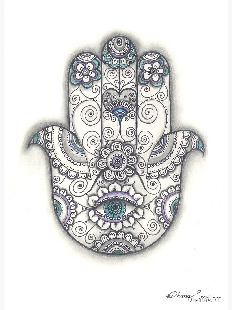 How To Draw The Hamsa Hand, Hindu Hand Tattoo, Step By Step, Drawing ...