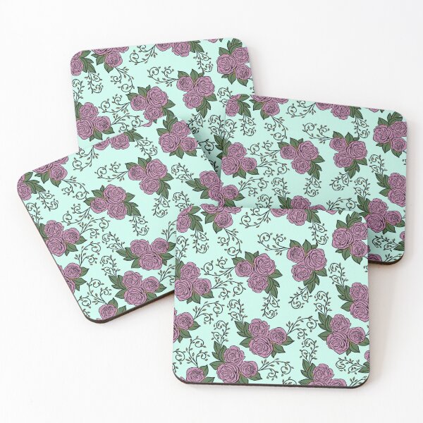 Item preview, Vintage Pink Rose Floral Pattern On Mint Green designed and sold by GraphicsClub.