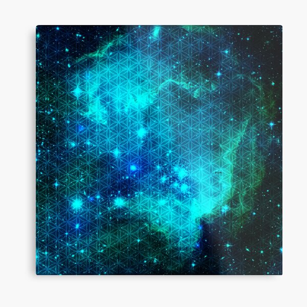 Sacred Nebula In Teal Metal Print