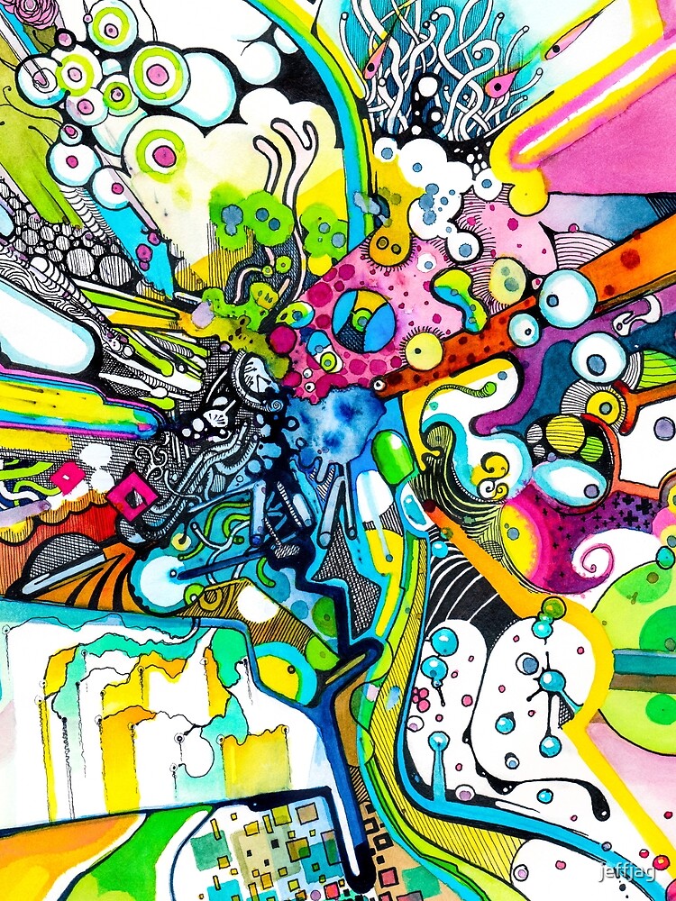 Tubes of Wonder - Abstract Watercolor + Pen Illustration by jeffjag
