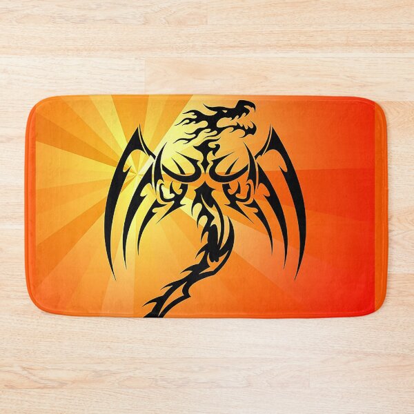 Item preview, dragon flying with sunburst in backround, lineart dragon with orange backround, fierce dragon, fire breathing dragon. dragon tatoo designed and sold by Nostrathomas66.
