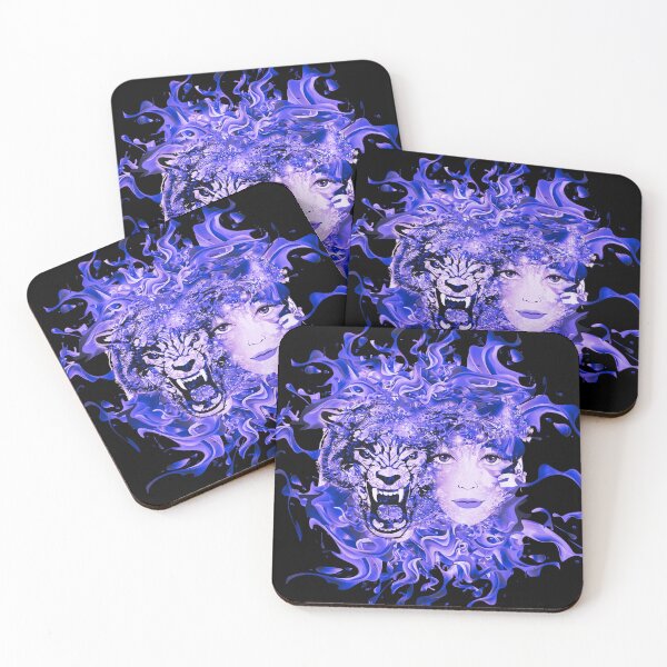 Item preview, Tiger and Woman's Face on Abstract Background designed and sold by Gota-30.