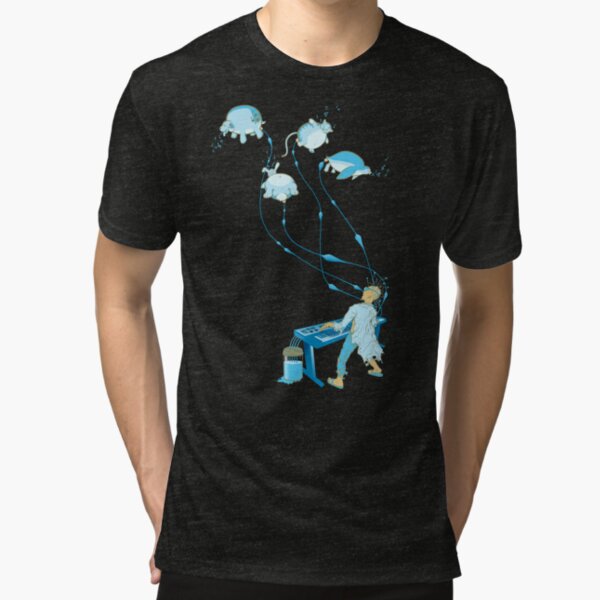Mad Animal Pianist - Remastered Digital Illustration Tri-blend T-Shirt
