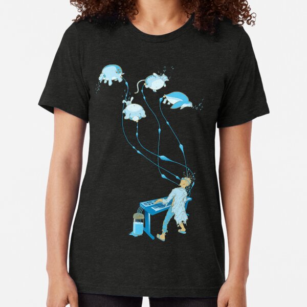 Mad Animal Pianist - Remastered Digital Illustration Tri-blend T-Shirt