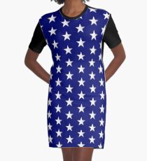 American Flag Stars Pattern Graphic T-Shirt Dress