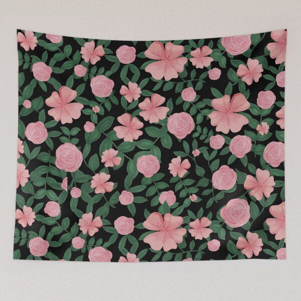 Item preview, Pink and Black Floral Pattern designed and sold by klthomas14.