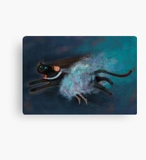 Flying on my cat Canvas Print