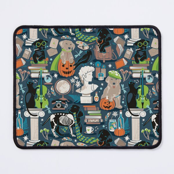 Item preview, Labracadabrador halloween magic puppies // nile blue background teal limerick green and mint details black and yellow Labrador Retriever dogs  designed and sold by SelmaCardoso.