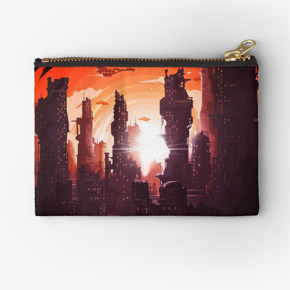 Space city on the edge of the universe Zipper Pouch