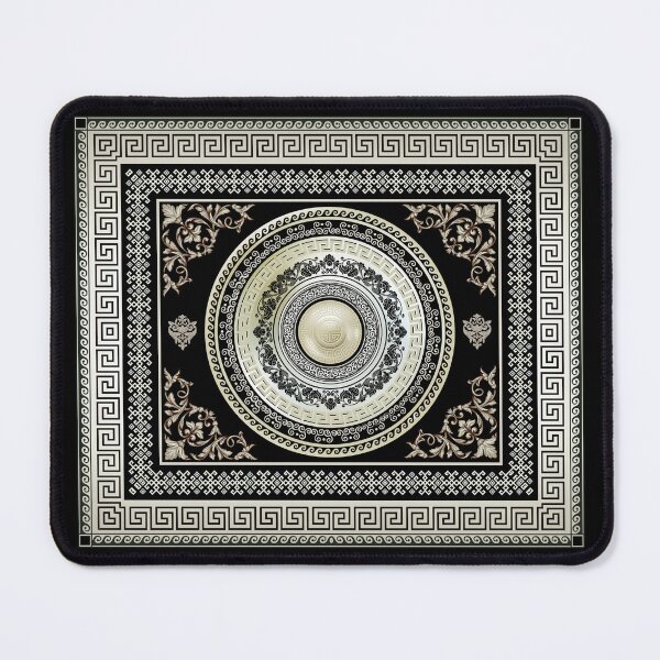Item preview, Greek Key Meander Cream Black Medallion Ornate Baroque designed and sold by Yiorgos Designs.