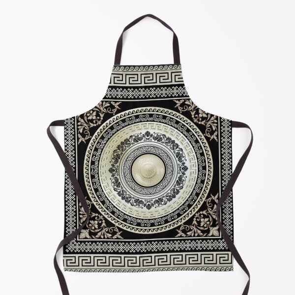 Item preview, Greek Key Meander Cream Black Medallion Ornate Baroque designed and sold by Yiorgos Designs.