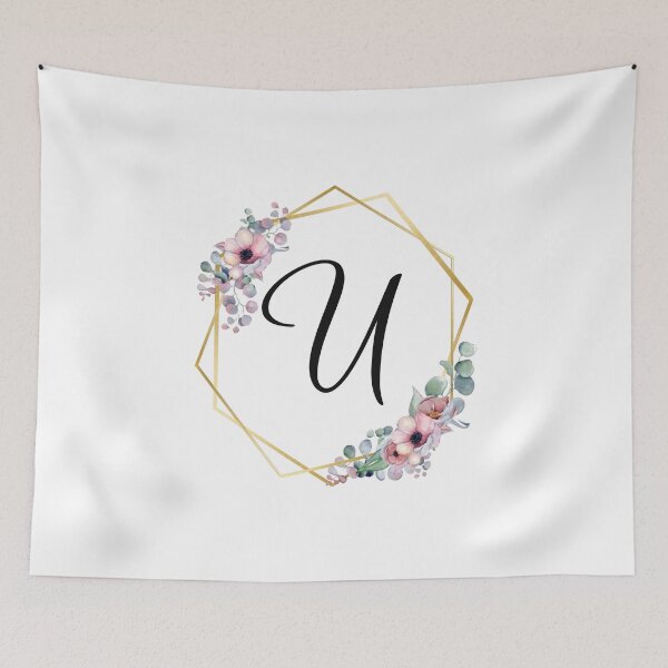 Item preview, Monogram Letter U | Lilac Flowers with Golden Edges designed and sold by JustSeasons.