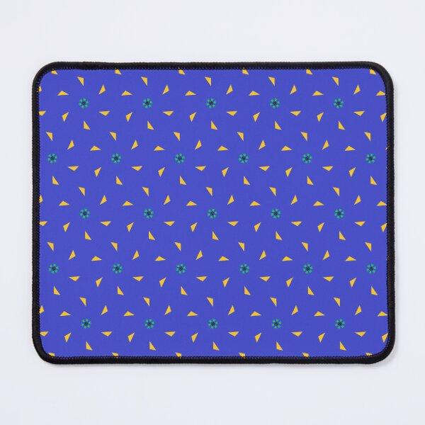 Item preview, Yellow triangles on blue background with a little green flower in the middle designed and sold by JohnyDas.