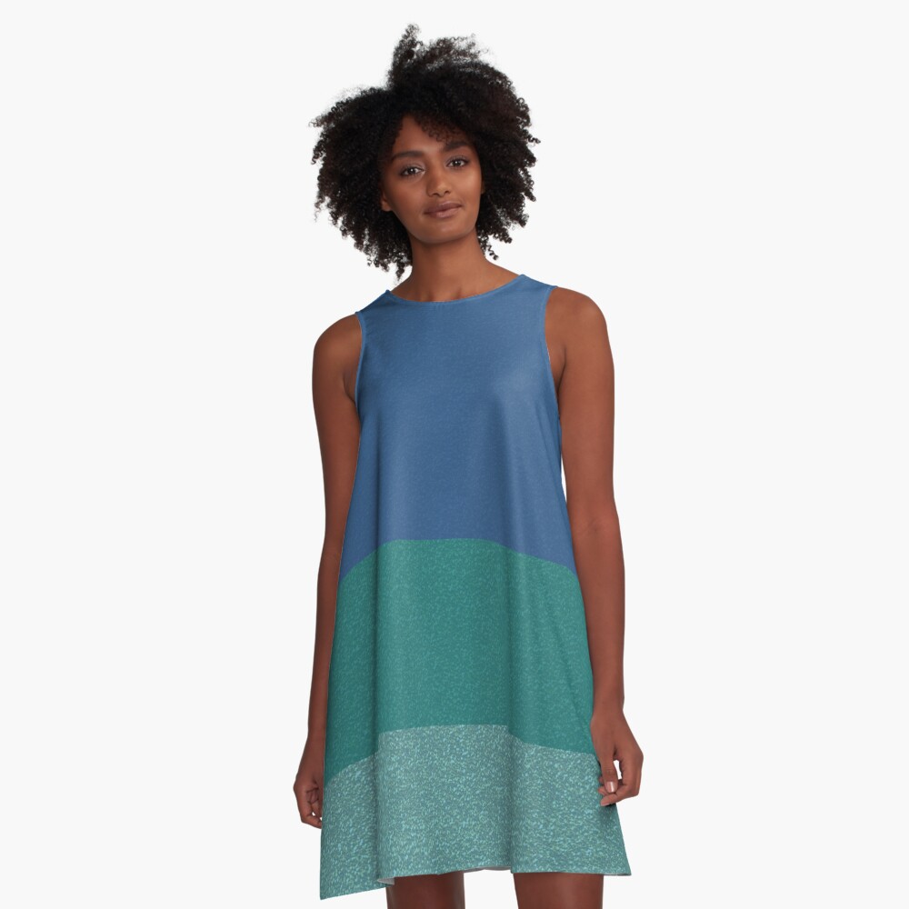 Blue Colors Glitter Texture Pattern A-Line Dress