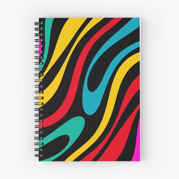Item preview, Wavy Loops Retro 80s Colorful Abstract Pattern on Black designed and sold by kierkegaard.