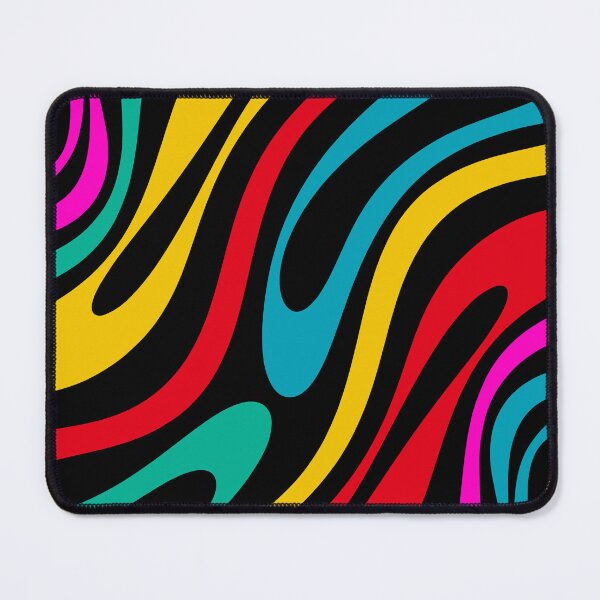 Item preview, Wavy Loops Retro 80s Colorful Abstract Pattern on Black designed and sold by kierkegaard.