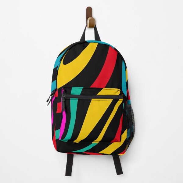 Item preview, Wavy Loops Retro 80s Colorful Abstract Pattern on Black designed and sold by kierkegaard.
