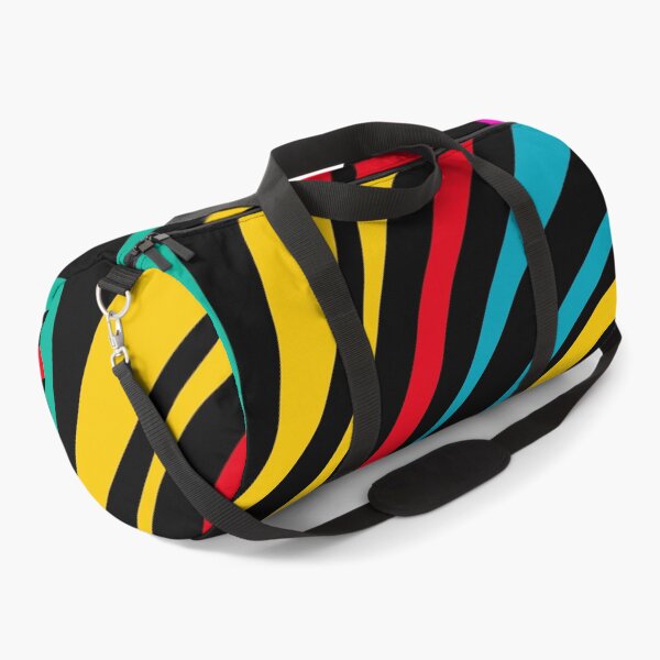 Item preview, Wavy Loops Retro 80s Colorful Abstract Pattern on Black designed and sold by kierkegaard.