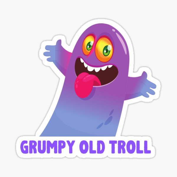 Grumpy Old Troll Sticker For Sale By Shoppingvalley Redbubble 