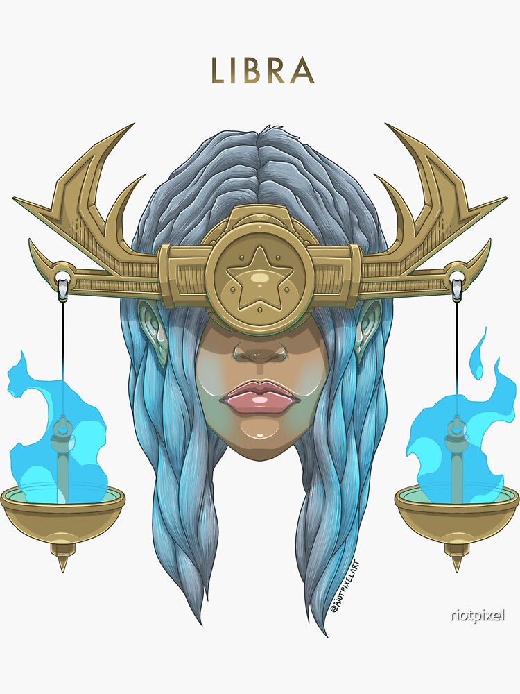 Thumbnail 3 of 3, Sticker, Libra Zodiac Sign designed and sold by riotpixel.