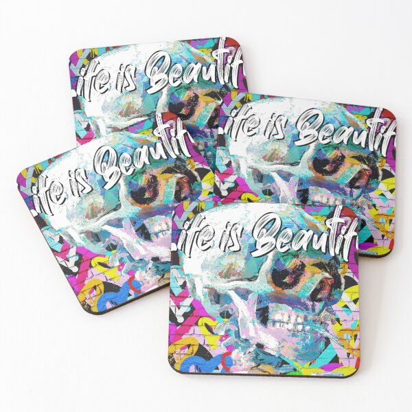 Item preview, Skull Life is Beautiful pop art designed and sold by Stephen Chambers / The Pop Art Factory.