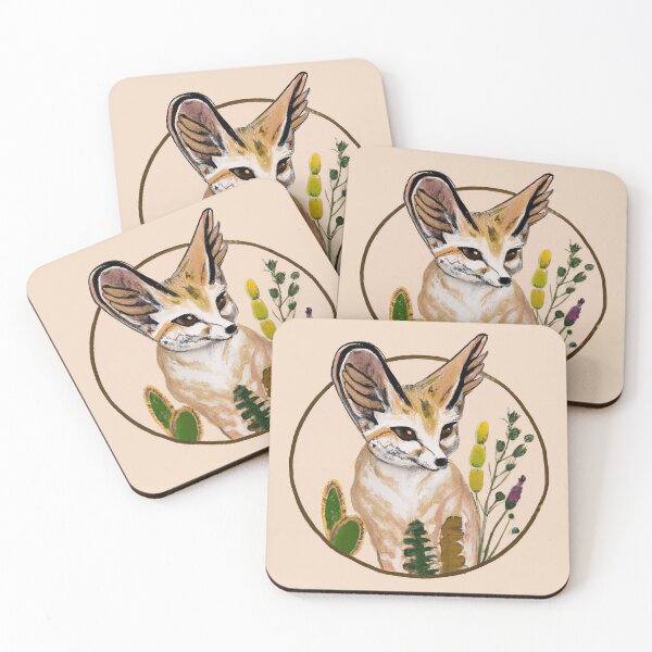 Item preview, Fennec fox among desert flowers designed and sold by Kaamalauppias.