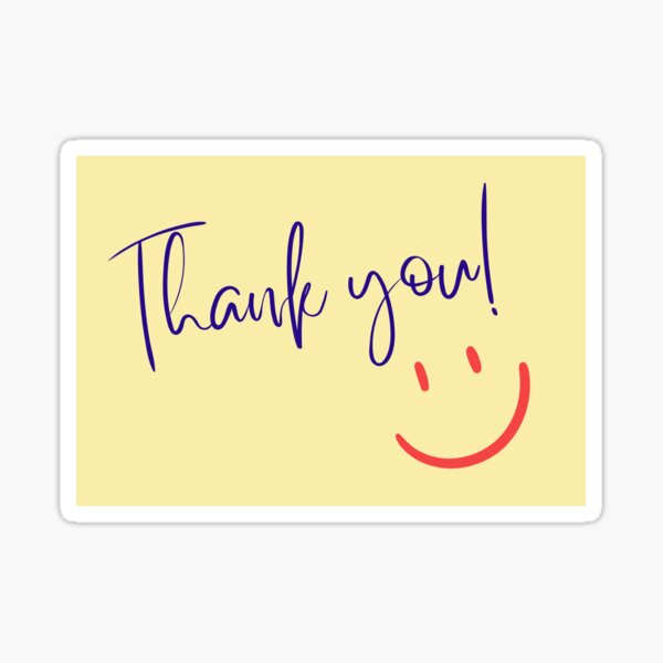 "Thank you Card with Smiley Emoji" Sticker for Sale by Ampelisa | Redbubble
