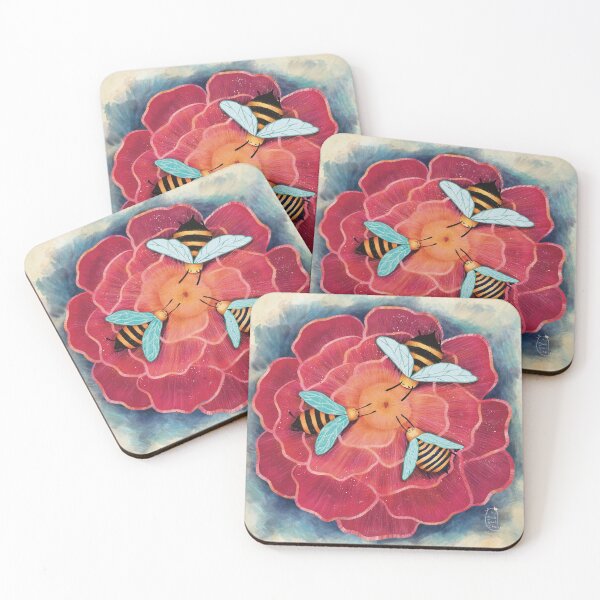 Item preview, Bees gathering on a flower designed and sold by Gurgulche.