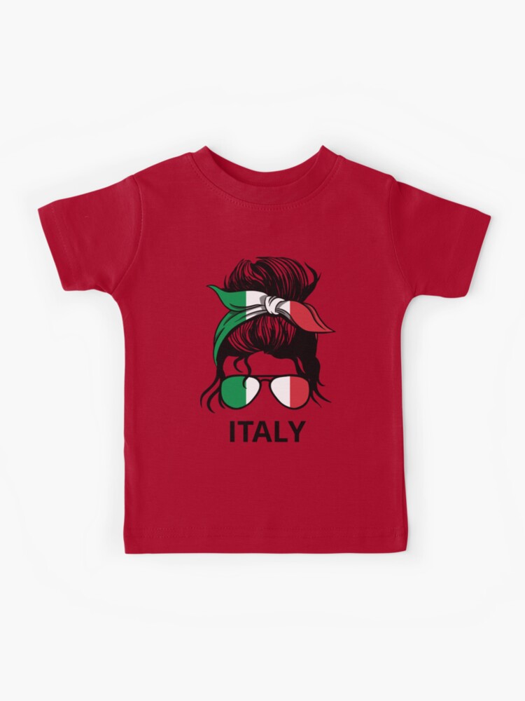 Italy Flag - Italian Woman With Messy Bun I Kids T-Shirt for Sale by