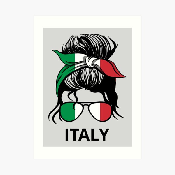 italy-flag-italian-woman-with-messy-bun-i-art-print-for-sale-by-lemon-pepper-redbubble for Free Printable Italian Photo Booth Props Italy Flag - Italian Woman With Messy Bun I