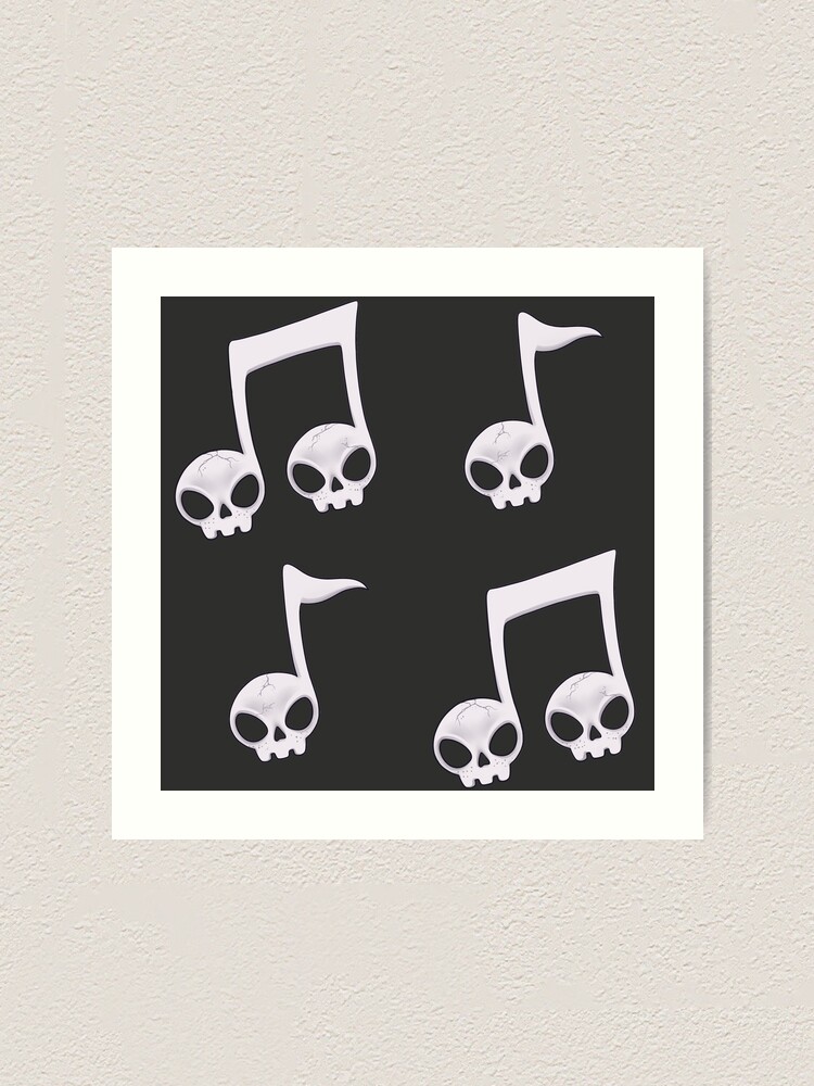 Musical Skull Notes Art Print By SaintNightshade Redbubble   Farp,small,wall Texture,product,750x1000.u7 