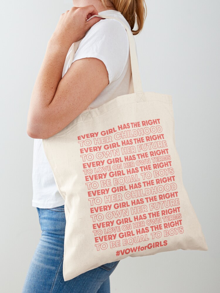 Thumbnail 1 of 5, Tote Bag, Every Girl Has The Right (Grapefruit) designed and sold by VOWforGirls.
