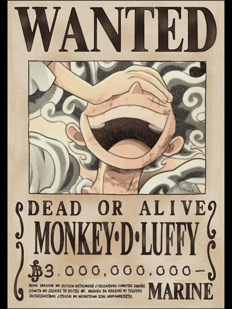 One Piece Monkey D Luffy Wanted Bounty Joyboy Gear 5 Classic Premium ...