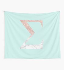 Rose Gold Glitter and Marble Sigma Wall Tapestry
