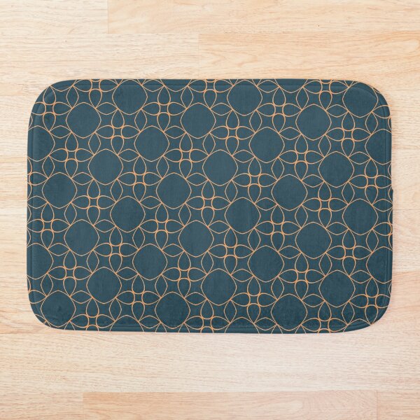 Item preview, Geometric pattern with orange ovals and petals on a dark blue background designed and sold by JohnyDas.