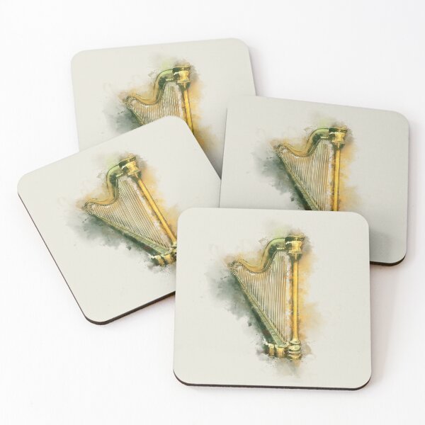 Item preview, Classical Harp in Golden Watercolor designed and sold by Andreea Eva Herczegh.