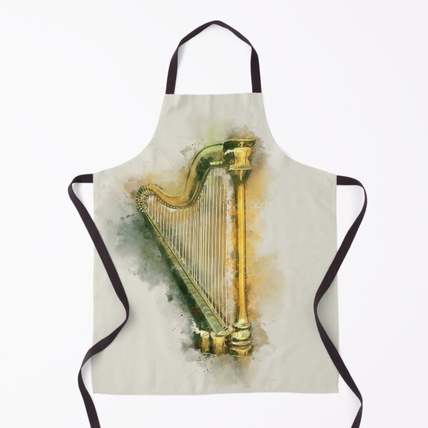 Item preview, Classical Harp in Golden Watercolor designed and sold by Andreea Eva Herczegh.
