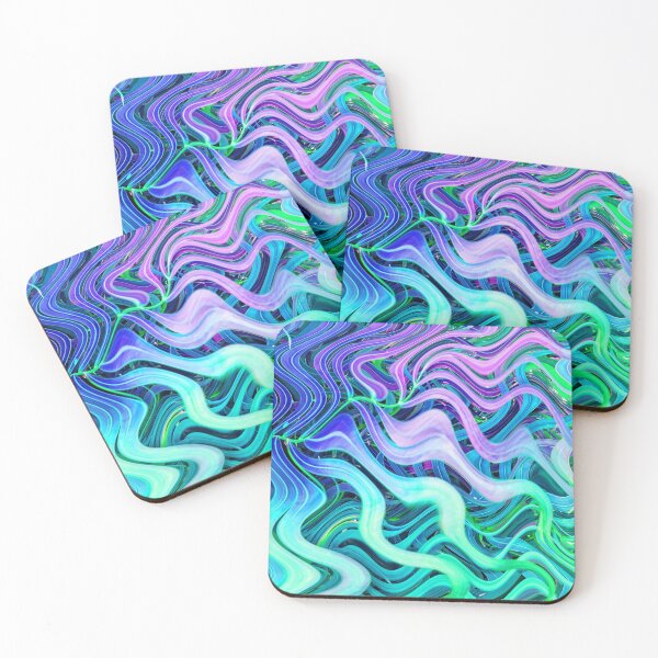 Item preview, Groovy Hippie Style Abstract Wavy Lines in Soft Cyan and Violet Shades 1 of 4 designed and sold by Beachy.
