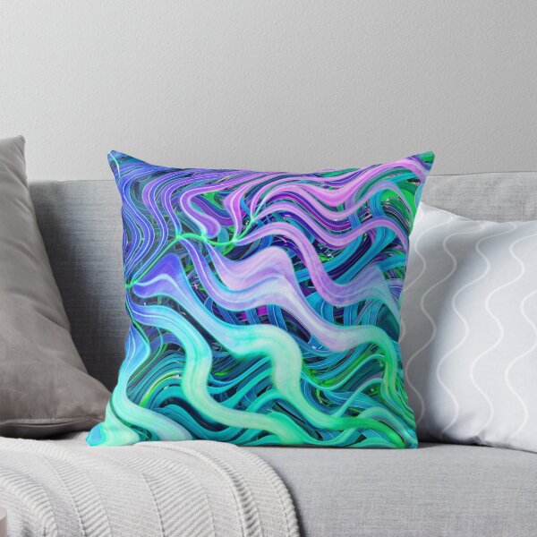 Item preview, Groovy Hippie Style Abstract Wavy Lines in Soft Cyan and Violet Shades 1 of 4 designed and sold by Beachy.