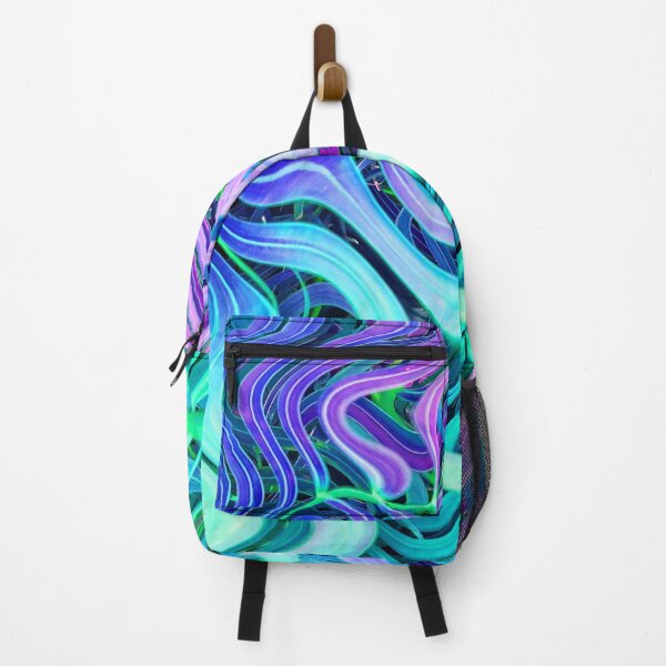 Item preview, Groovy Hippie Style Abstract Wavy Lines in Soft Cyan and Violet Shades 1 of 4 designed and sold by Beachy.