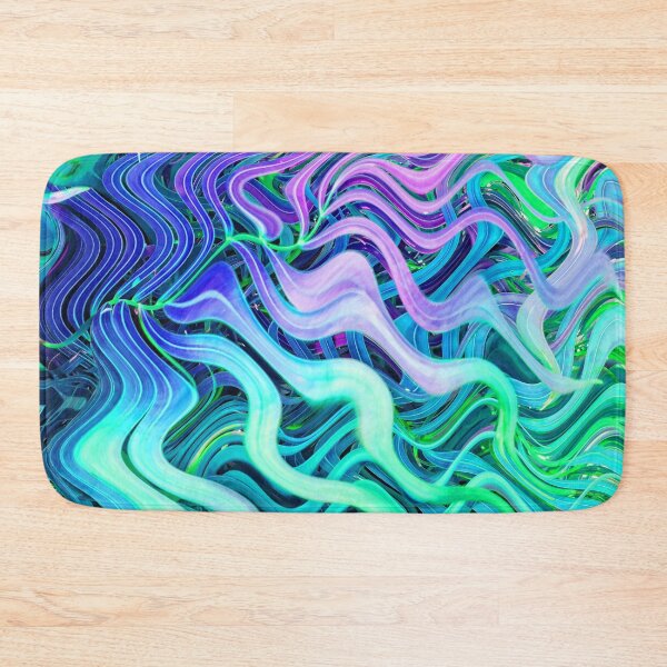 Item preview, Groovy Hippie Style Abstract Wavy Lines in Soft Cyan and Violet Shades 1 of 4 designed and sold by Beachy.