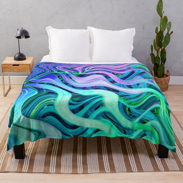 Item preview, Groovy Hippie Style Abstract Wavy Lines in Soft Cyan and Violet Shades 1 of 4 designed and sold by Beachy.