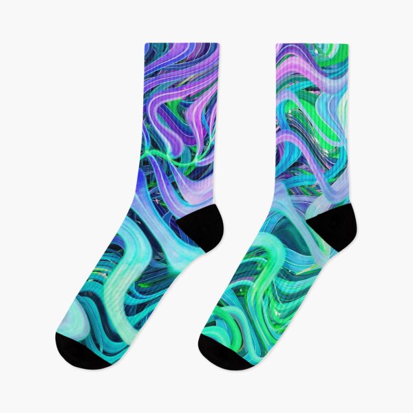 Item preview, Groovy Hippie Style Abstract Wavy Lines in Soft Cyan and Violet Shades 1 of 4 designed and sold by Beachy.
