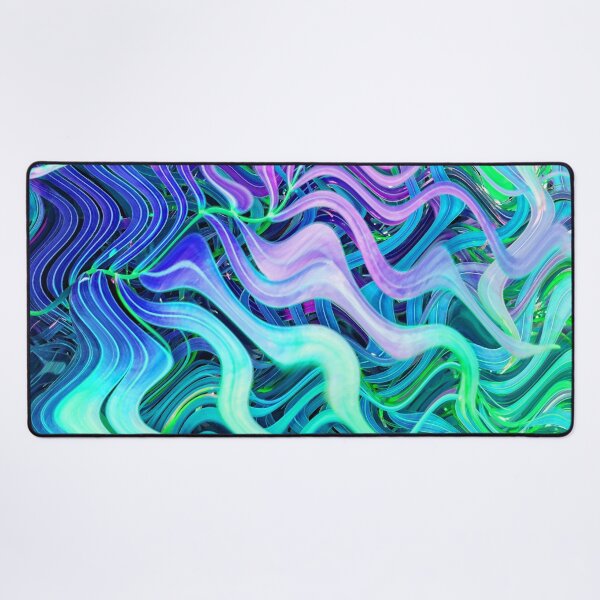 Item preview, Groovy Hippie Style Abstract Wavy Lines in Soft Cyan and Violet Shades 1 of 4 designed and sold by Beachy.