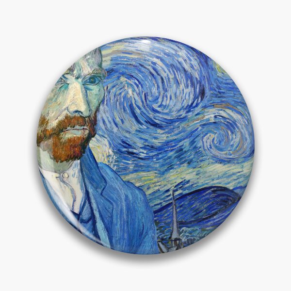Item preview, Van Gogh self-portrait in front of the Starry Night - digital recreation designed and sold by NickoPrints.