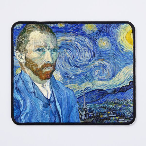 Item preview, Van Gogh self-portrait in front of the Starry Night - digital recreation designed and sold by NickoPrints.