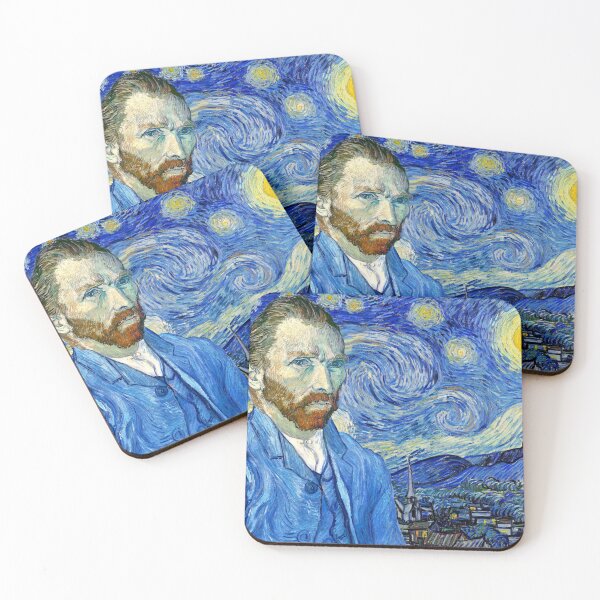 Item preview, Van Gogh self-portrait in front of the Starry Night - digital recreation designed and sold by NickoPrints.